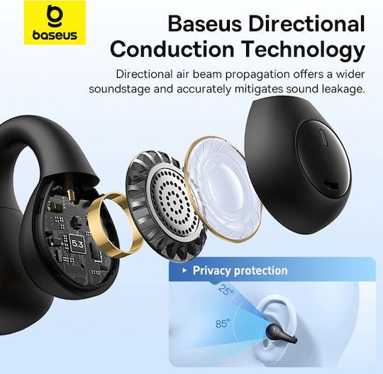 Baseus AirGo AS01 Offenes Ohr Bluetooth-Freisprecheinrichtung Kopfhörer mit Ladeetui Schwarz