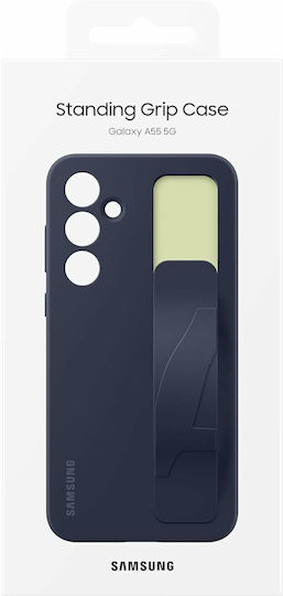 Samsung Standing Grip Umschlag Rückseite Silikon mit Band Schwarz (Galaxy A55)