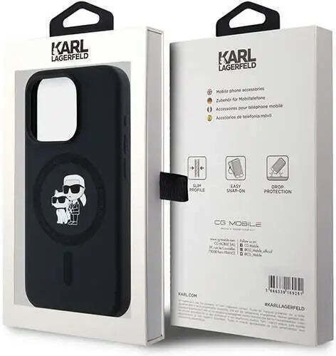 Karl Lagerfeld Karl&Choupette Umschlag Rückseite Kunststoff / Silikon Schwarz (iPhone 15 Pro)