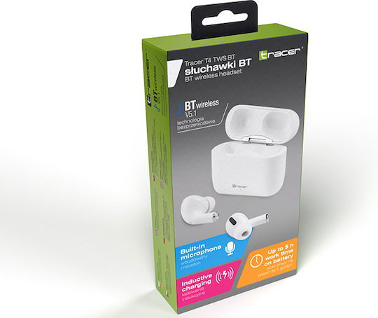 Tracer T4 In ear Bluetooth хендсфри Слушалки с Кутийка за Зареждане Бежов