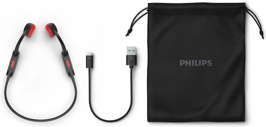 Philips Bone Conduction Bluetooth Handsfree Ακουστικά με Αντοχή στον Ιδρώτα Μαύρα
