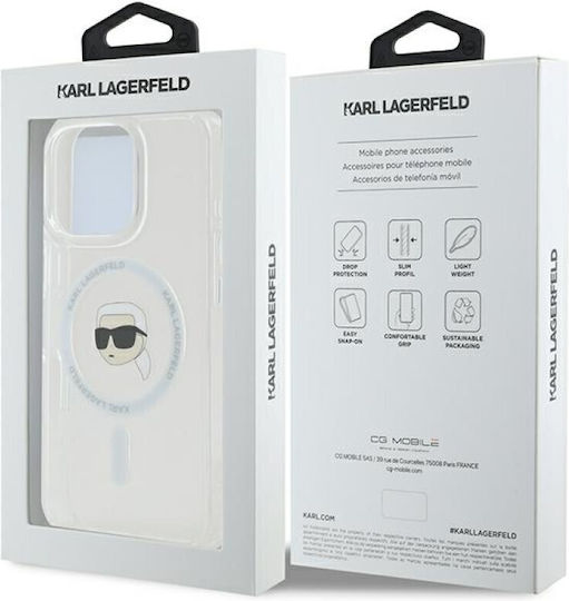 Karl Lagerfeld Karl Head Magsafe Umschlag Rückseite Kunststoff Weiß (iPhone 17 Pro Max / iPhone 17 Pro / iPhone 16 Pro Max)