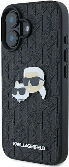 Karl Lagerfeld Monogram Karl&chaoupette Head Pin Umschlag Rückseite Kunststoff Schwarz (iPhone 16)