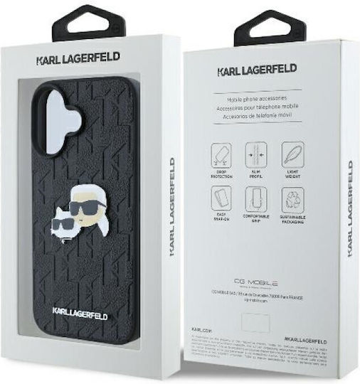 Karl Lagerfeld Monogram Karl&chaoupette Head Pin Umschlag Rückseite Kunststoff Schwarz (iPhone 16)