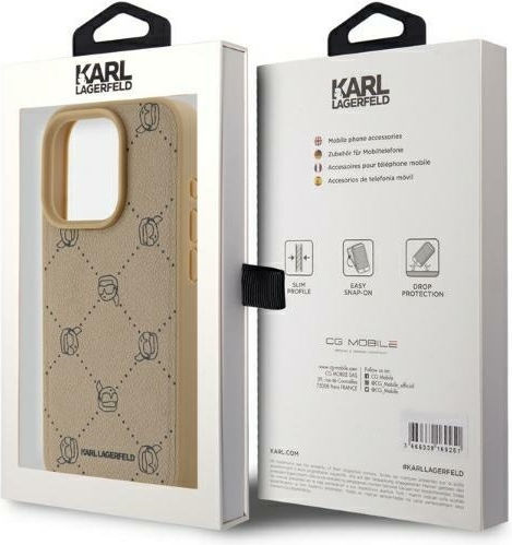 Karl Lagerfeld Pu Karl Heads Pattern Back Cover Μπεζ (iPhone 15 Pro)