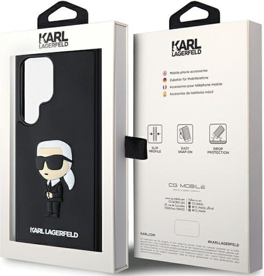 Karl Lagerfeld Ikonik Umschlag Rückseite Silikon Schwarz (Galaxy S24 Ultra)