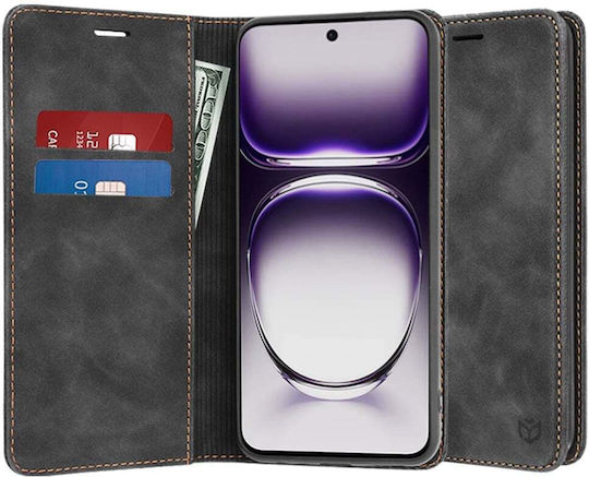 Techsuit Umschlag Rückseite Synthetisches Leder Schwarz (Oppo Reno12)