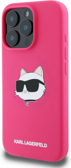 Sil Choupette Head Print Umschlag Rückseite Metallisch Fuchsie (iPhone 17 Pro Max / iPhone 17 Pro / iPhone 16 Pro Max)