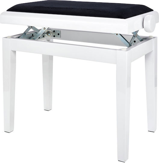 Gewa Piano Bench Deluxe Stool Piano Adjustable High Gloss White L52xW30xH48-57cm