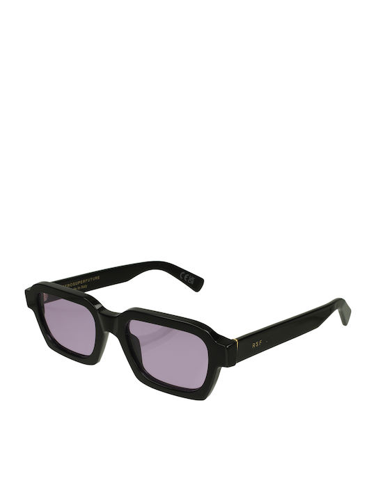 Retrosuperfuture Caro 7C7 Unisex Sunglasses with Black Plastic Frame and Purple Lens CARO-7C7