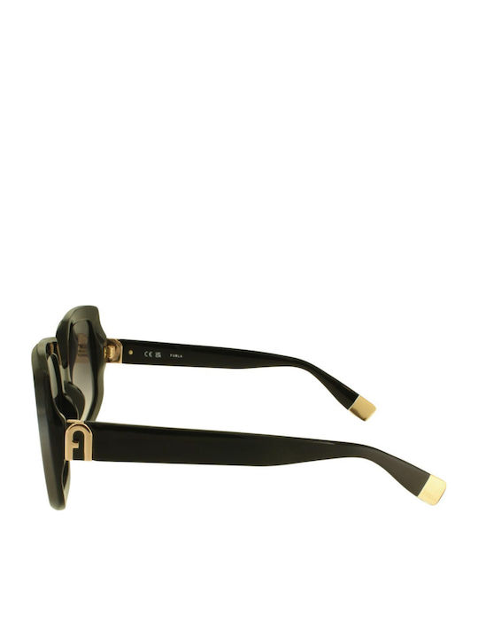 Furla Women's Sunglasses with Black Plastic Frame and Black Gradient Lens SFU709 0700
