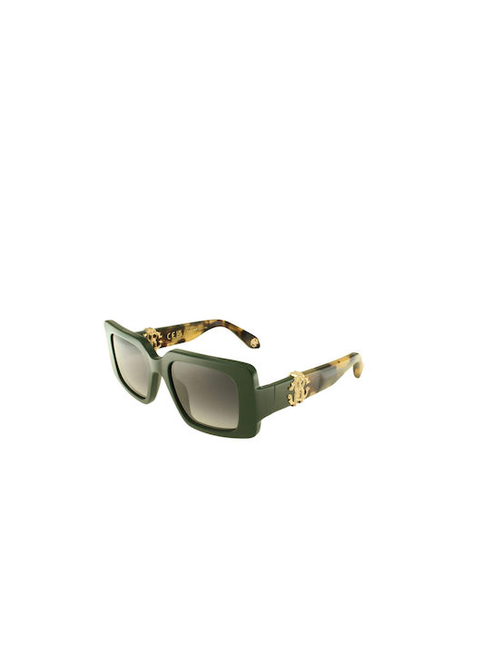 Roberto Cavalli Women's Sunglasses with Green Tartaruga Plastic Frame and Gray Gradient Lens SRC039M 0D80