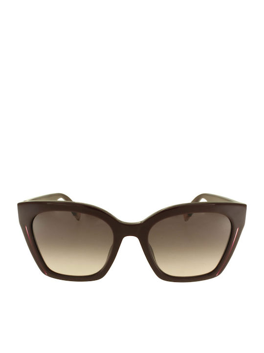 Furla Women's Sunglasses with Burgundy Plastic Frame and Brown Gradient Lens SFU708 0G96