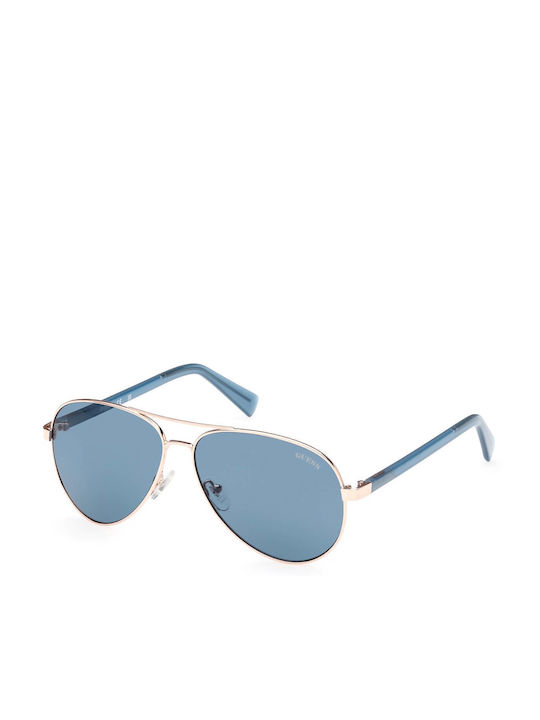 Guess Sunglasses with Rose Gold Metal Frame and Blue Lens GU8279 28V