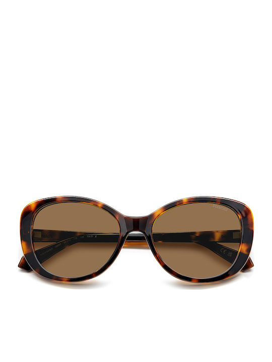 Polaroid Damen Sonnenbrille mit Braun Schildkröte Kunststoff Gestell und Braun Polarisiert Linse PLD4154/S/X 086/SP