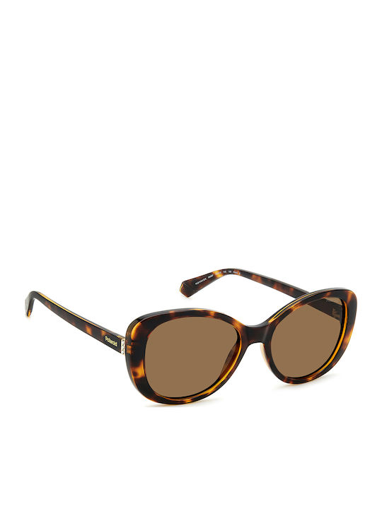 Polaroid Damen Sonnenbrille mit Braun Schildkröte Kunststoff Gestell und Braun Polarisiert Linse PLD4154/S/X 086/SP