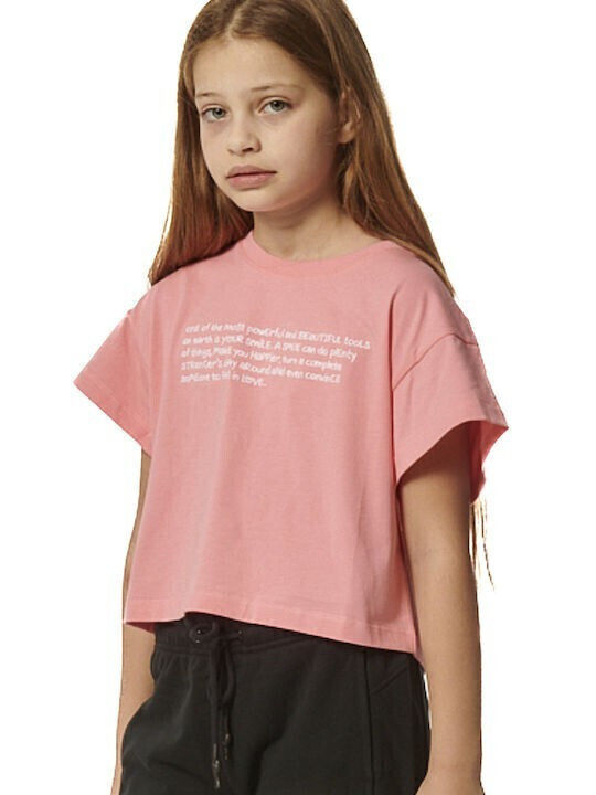 Kids' Crop Top Short Sleeve Coral Pink