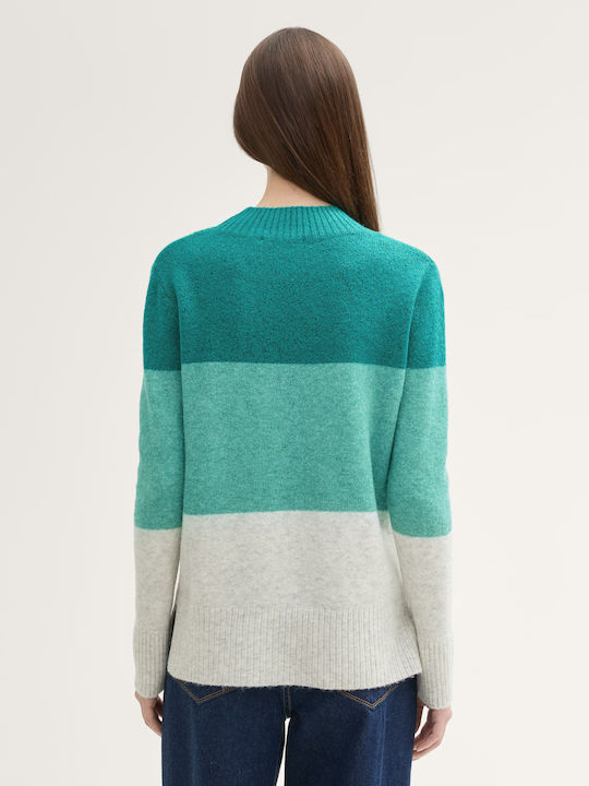 Women's Long Sleeve Sweater Striped Green