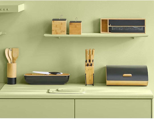5Five Bread Box with Lid Wooden Black 23x16.9x35.6cm