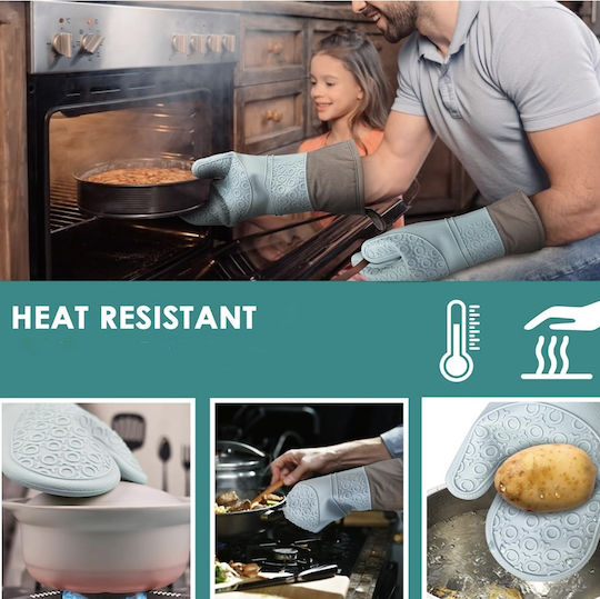 Mănușă De Bucătărie Din Silicon Pufo Cuisine Grill Cuptor Captusită 35 Cm Verde
