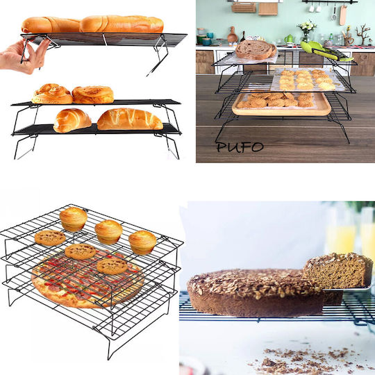 Metallische Stützbeine Küche Ideal Für Kühlung Von Kuchen Donuts Kuchenschichten Kekse Biskuit Mehrstöckiges Modell 40 X 25 Cm