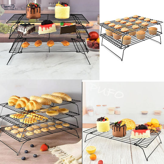 Metallic Support Legs Kitchen Ideal Cooling Cakes Donuts Cake Layers Cookies Biscuits Tiered Model 40 X 25 Cm