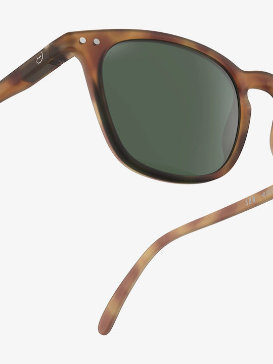 Izipizi Unisex Sunglasses with Brown Tartaruga Plastic Frame and Green Lens SLMSEC238_00