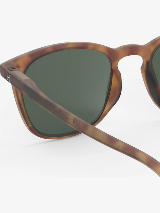 Izipizi Unisex Sunglasses with Brown Tartaruga Plastic Frame and Green Lens SLMSEC238_00