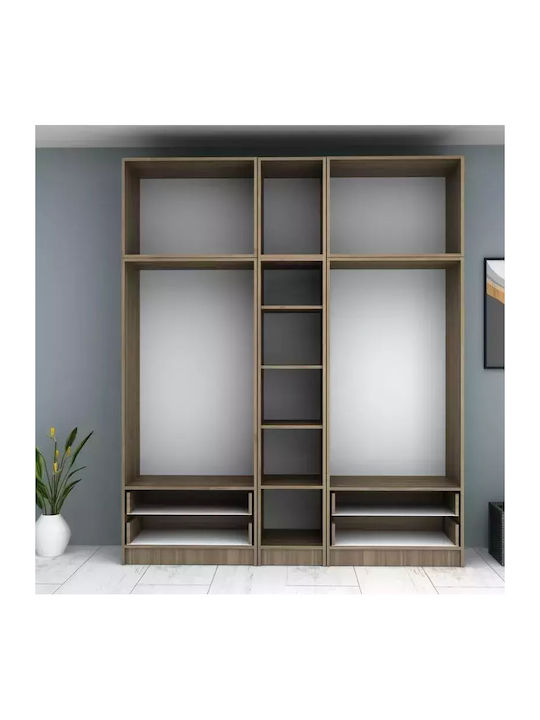 Five Door Wardrobe Ricardo with Loft Walnut 200x51.8x240cm