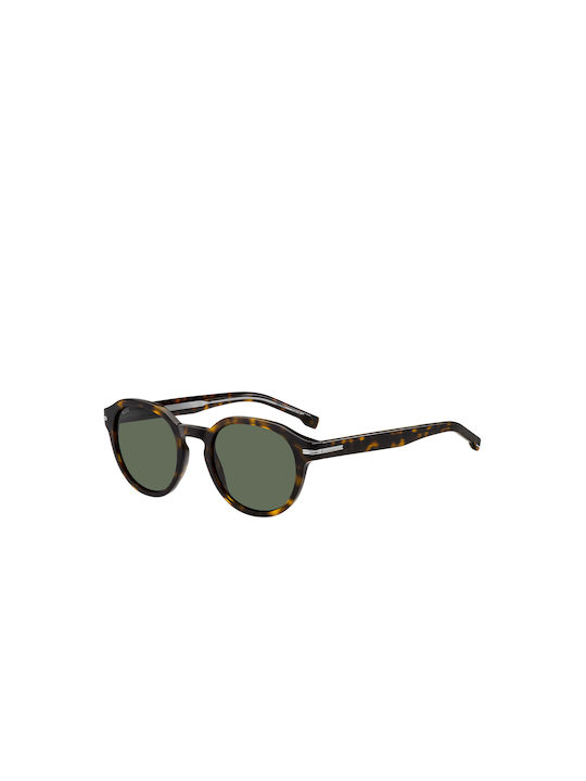 Hugo Boss Ochelari de soare cu Maro Broască țestoasă Din plastic Cadru și Verde Lentilă Boss 1721/S 086/QT