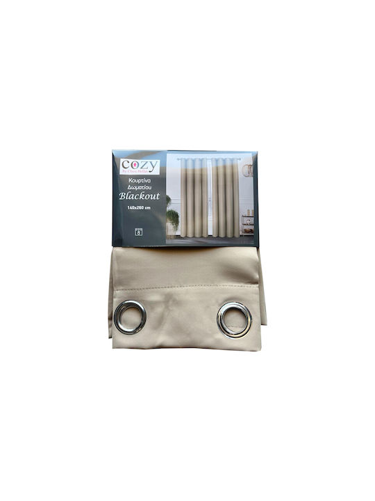 Chios Hellas Curtain Blackout with Grommet Beige 140x260cm