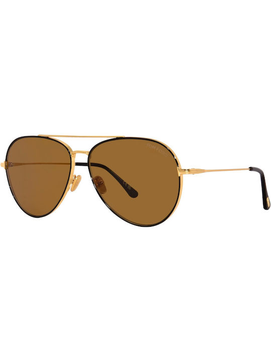 Tom Ford Sunglasses with Black Metal Frame and Brown Lens TF996 01J