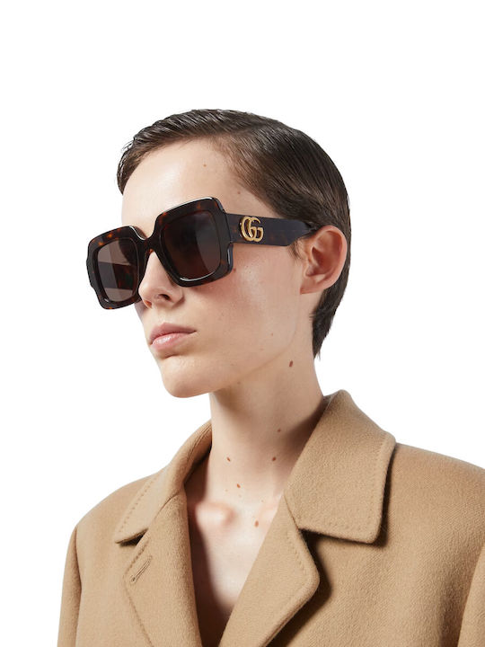 Gucci Women's Sunglasses with Brown Tartaruga Plastic Frame and Brown Lens GG1547S 002