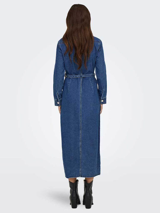Life Rochie-cămașă Midi Denim Albastră