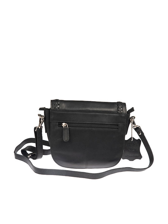 Leder Damentasche Schultertasche Schwarz