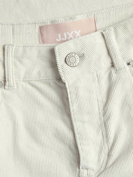 Women's High-waisted Fabric Trousers in Wide Line White