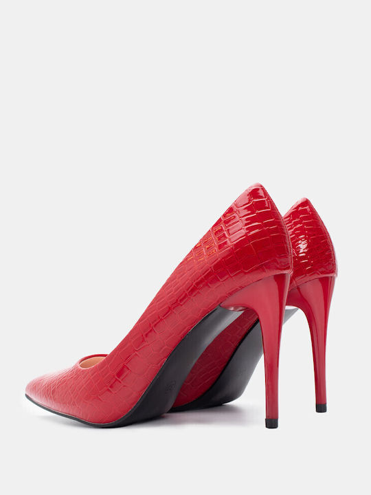 Luigi Synthetic Leather Pointed Toe Red High Heels