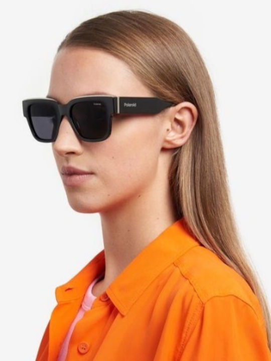 Polaroid Women's Sunglasses with Black Horn-Rimmed Frame and Grey Lenses PLD6198/S/X 807/M9
