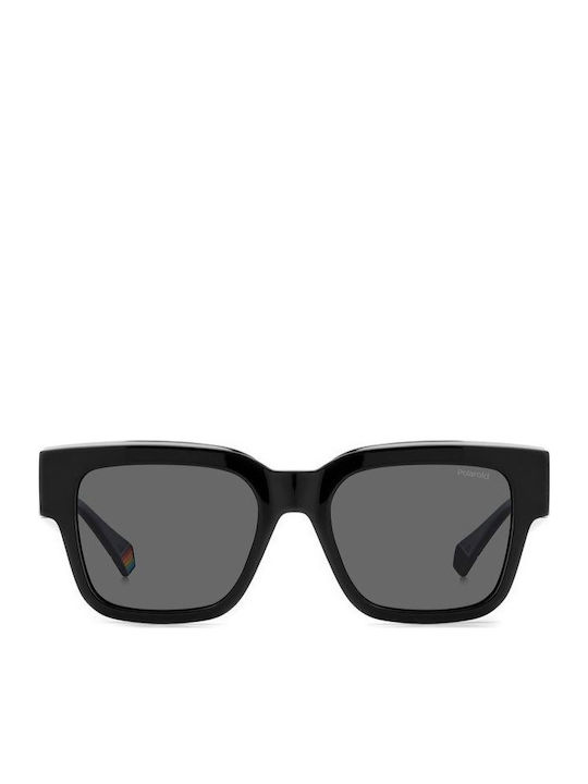 Polaroid Women's Sunglasses with Black Horn-Rimmed Frame and Grey Lenses PLD6198/S/X 807/M9