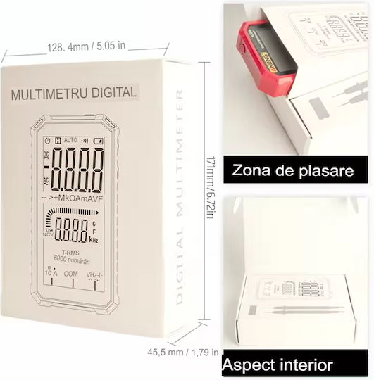 Aneng 620a True Rms Digital Multimeter Display Frequency Test Ncv 4.77 Inch Screen Temperature Sensors Diode Battery Continuity Tester Buzzer Overload Alarm Data Memory R