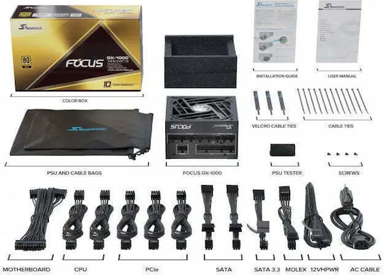Seasonic Focus GX ATX 3.0 1000W Schwarz Computer-Netzteil Vollständig modular 80 Plus Gold
