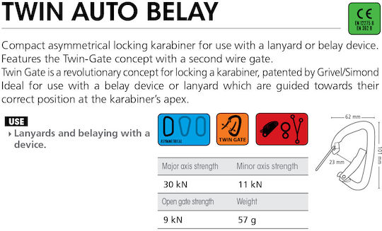 Beal Auxiliary Carabiner 1pcs