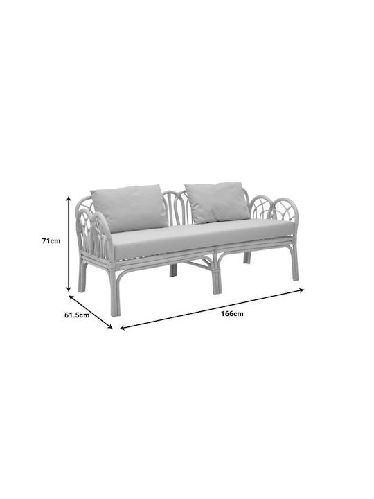 Ytrone Bank Außenbereich Rattan mit Kissen 166x61.5x71cm