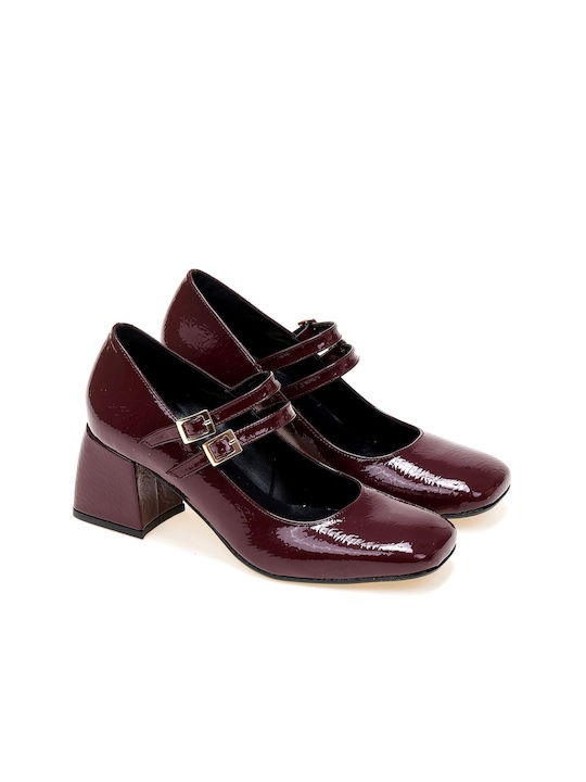 Beatris Patent Leather Burgundy Heels