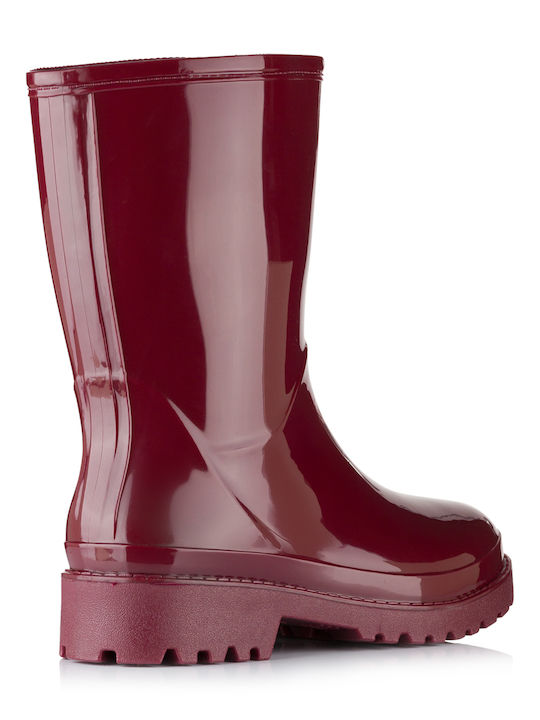 Plato Women's Fur Lined Short Wellies Red