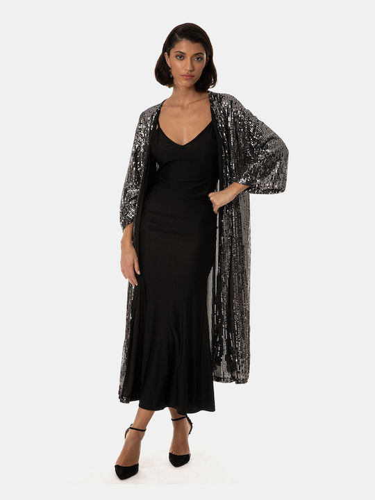 Oversized Sequin Kimono Black