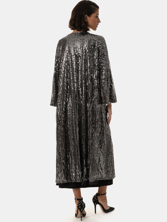Κιμονό Oversized Παγιέτες Μαύρο Μαύρο