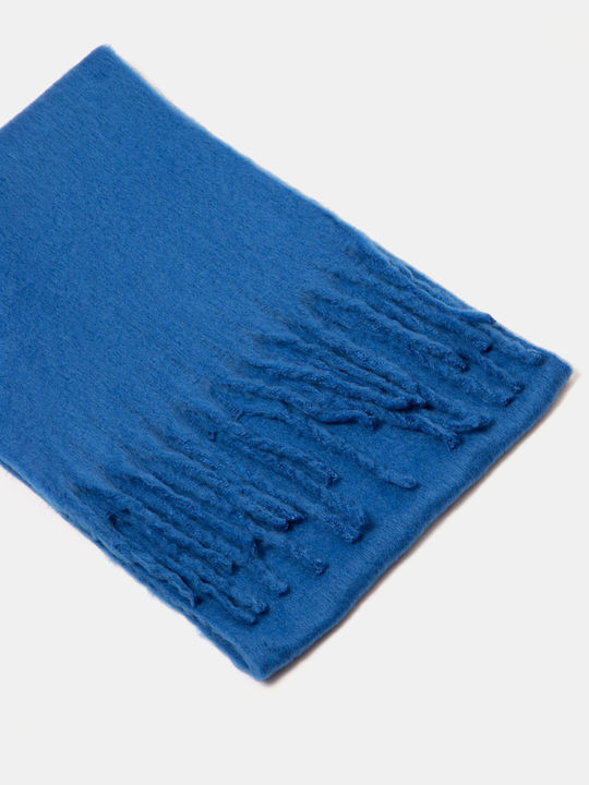 Solid Color Scarf with Fringes Electric Blue Electric Blue