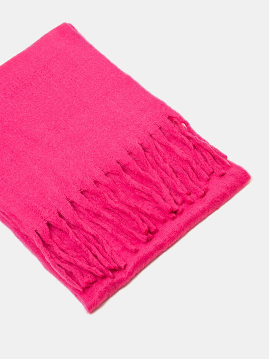 Unifarbener Schal mit Fransen Fuchsia Fuchsia