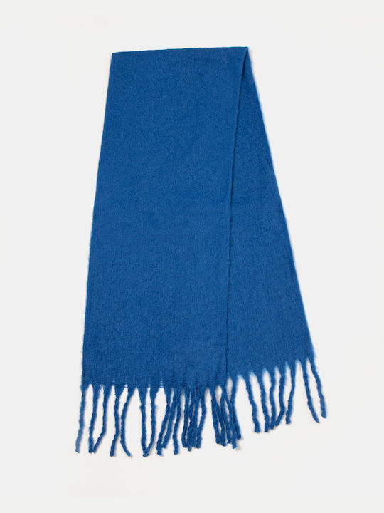 Solid Color Scarf with Fringes Electric Blue Electric Blue